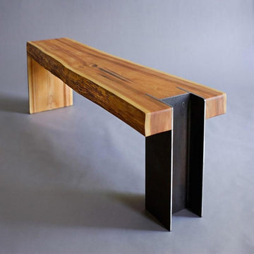 Retro Natural Bench Entrway Bench Metal Legs Bench